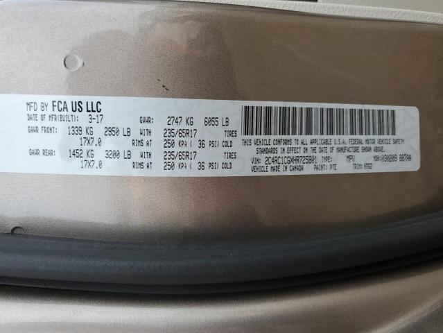 2C4RC1CGXHR725801 - 2017 CHRYSLER PACIFICA L TAN photo 10