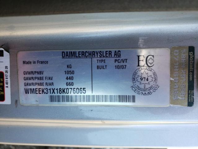 WMEEK31X18K076065 - 2008 SMART FORTWO PAS 黄色 照片 10