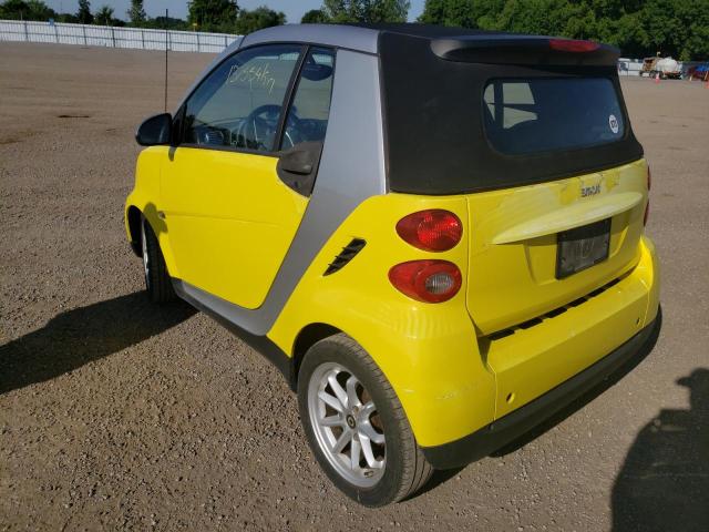 WMEEK31X18K076065 - 2008 SMART FORTWO PAS 黄色 照片 3