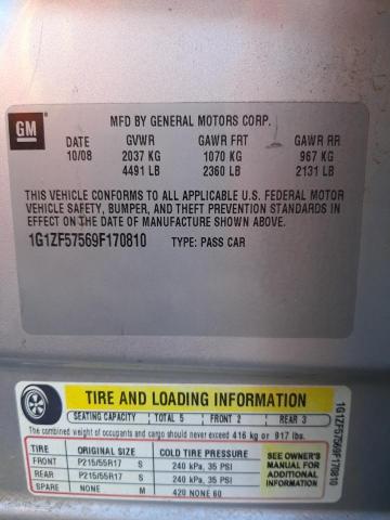 1G1ZF57569F170810 - 2009 CHEVROLET MALIBU HYB SILVER photo 10