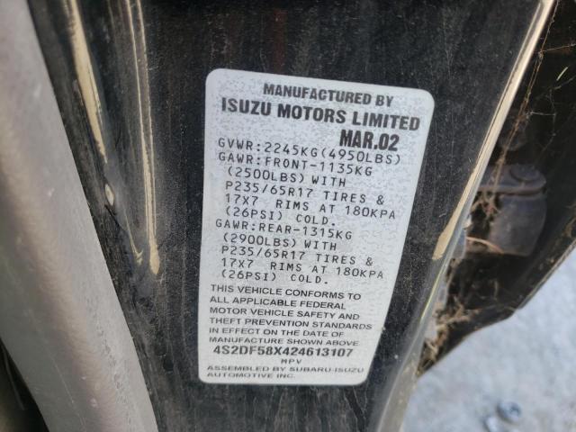 4S2DF58X424613107 - 2002 ISUZU AXIOM XS Qara foto 10