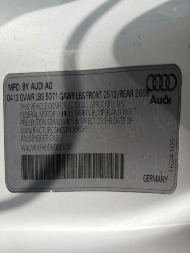 WAUVFAFH0DN000500 - 2013 AUDI A5 PRESTIG WHITE photo 10