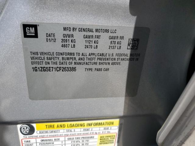 1G1ZG5E71CF263386 - 2012 CHEVROLET MALIBU LTZ ვერცხლისფერი ფოტო 10