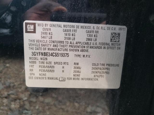 3GYFNBE34CS519375 - 2012 CADILLAC SRX PERFOR 黑色 照片 10