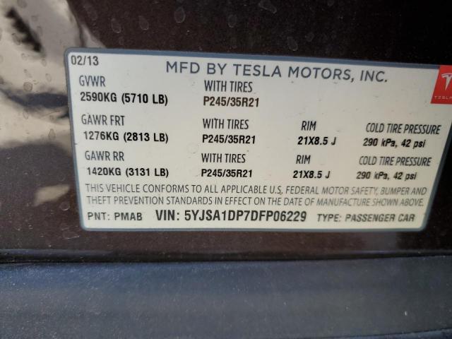 5YJSA1DP7DFP06229 - 2013 TESLA MODEL S Շագանակագույն լուսանկար 10
