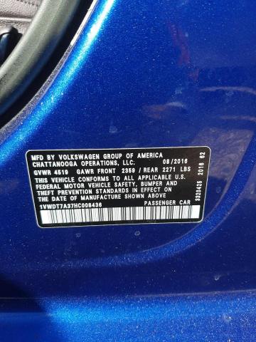 1VWDT7A37HC008436 - 2017 VOLKSWAGEN PASSAT R-L BLUE photo 10