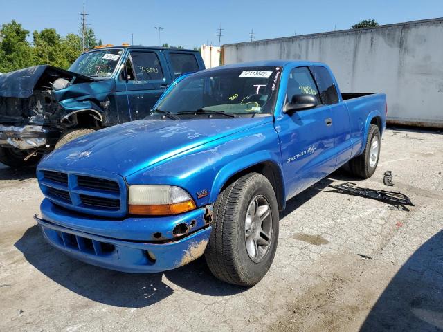 1B7GL22Z4XS243595 - 1999 DODGE DAKOTA BLUE photo 2