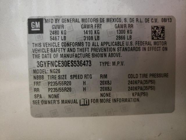 3GYFNCE30ES536473 - 2014 CADILLAC SRX PERFOR 银色 照片 10