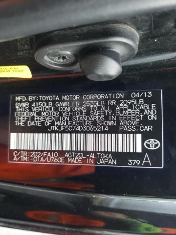 JTKJF5C74D3065214 - 2013 TOYOTA SCION TC შავი ფოტო 10