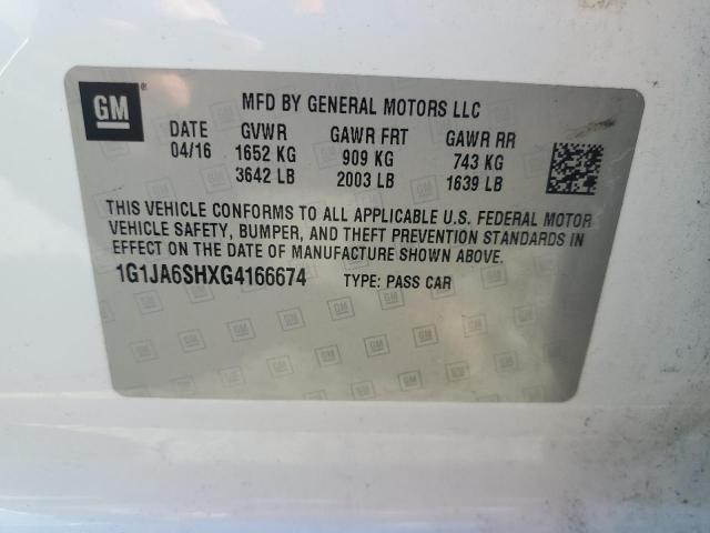 1G1JA6SHXG4166674 - 2016 CHEVROLET SONIC LS WHITE photo 10