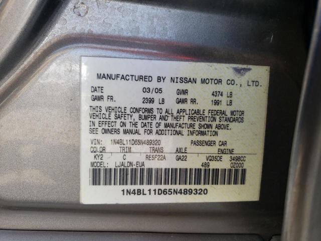 1N4BL11D65N489320 - 2005 NISSAN ALTIMA SE TAN photo 10