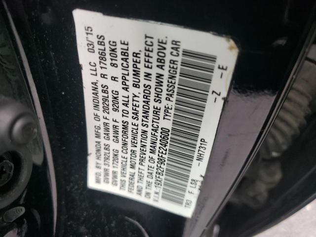 19XFB2F98FE240600 - 2015 HONDA CIVIC EXL Qara foto 10