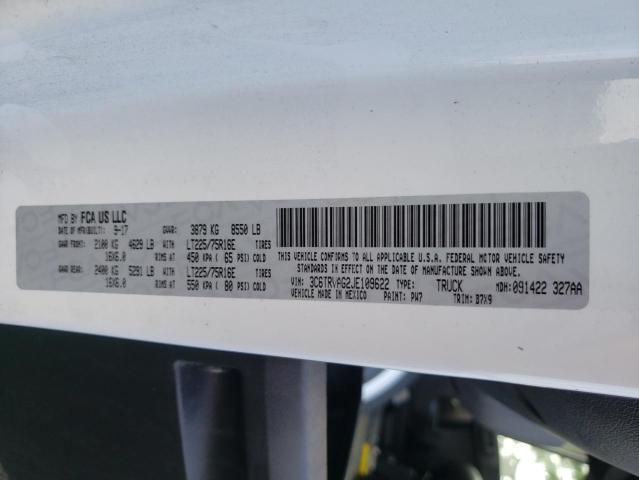 3C6TRVAG2JE109622 - 2018 RAM PROMASTER WHITE photo 10