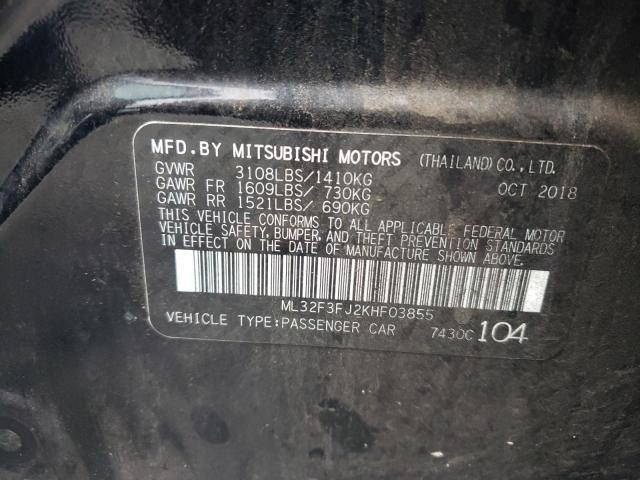 ML32F3FJ2KHF03855 - 2019 MITSUBISHI MIRAGE G4 BLACK photo 10