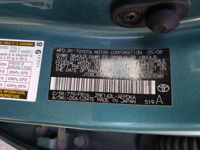 JTDBL40E499055353 - 2009 TOYOTA COROLLA BASE  photo 10