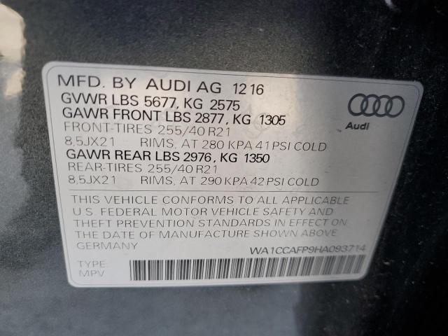 WA1CCAFP9HA093714 - 2017 AUDI SQ5 PREMIU GRAY photo 10