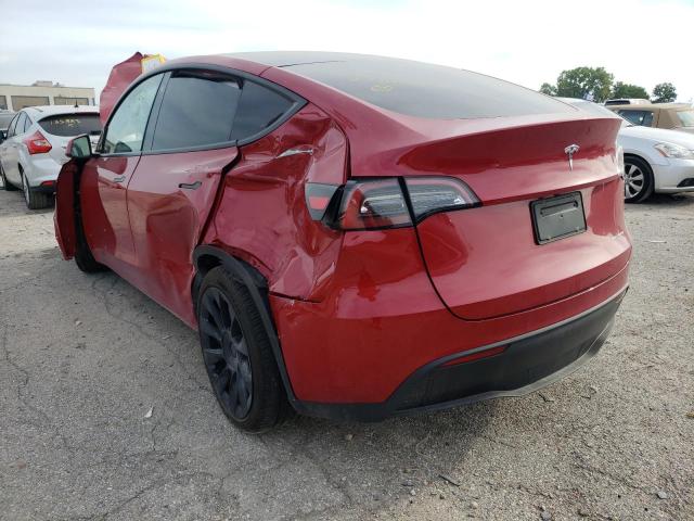 5YJYGDEE6MF278760 - 2021 TESLA MODEL Y RED photo 3