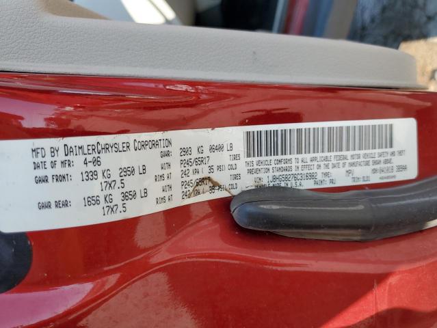 1J8HG58276C316982 - 2006 JEEP COMMANDER ბურგუნდია ფოტო 10