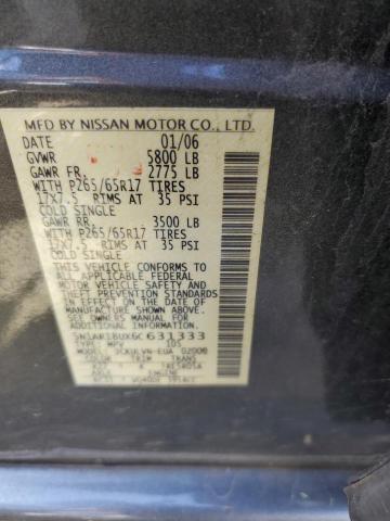 5N1AR18UX6C631333 - 2006 NISSAN PATHFINDER CHARCOAL photo 10