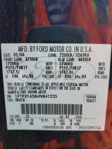 1FTPX14584NB41235 - 2004 FORD F150 BLUE photo 10