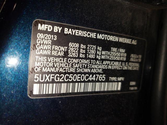 5UXFG2C50E0C44765 - 2014 BMW X6 XDRIVE3 BLUE photo 10