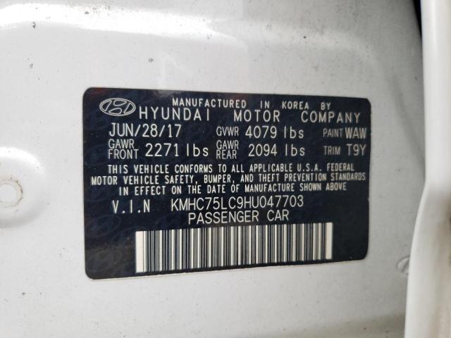 KMHC75LC9HU047703 - 2017 HYUNDAI IONIQ SEL WHITE photo 10