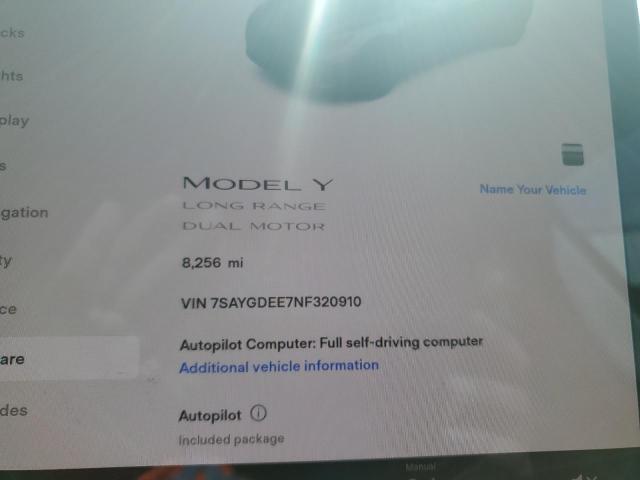 7SAYGDEE7NF320910 - 2022 TESLA MODEL Y Серый фото 8