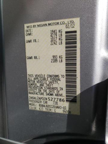 1N4AL2AP1CN527786 - 2012 NISSAN ALTIMA BAS SILVER photo 10