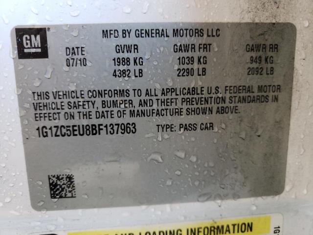 1G1ZC5EU8BF137963 - 2011 CHEVROLET MALIBU 1LT თეთრი ფოტო 10