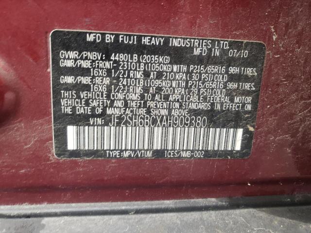 JF2SH6BCXAH909380 - 2010 SUBARU FORESTER XS  photo 10