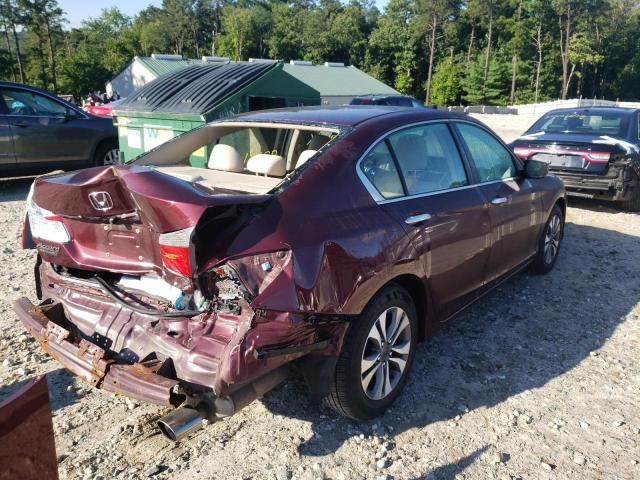 1HGCR2F36DA194714 - 2013 HONDA ACCORD LX MAROON photo 4