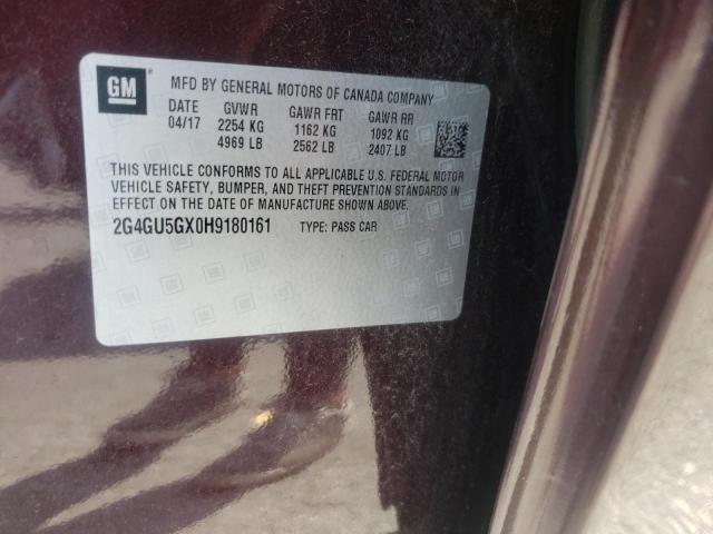 2G4GU5GX0H9180161 - 2017 BUICK REGAL GS Күлгін фото 10