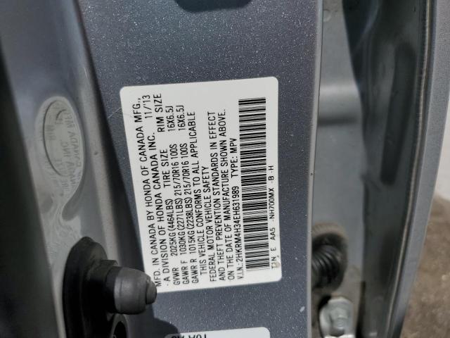 2HKRM4H34EH631989 - 2014 HONDA CR-V LX SILVER photo 10