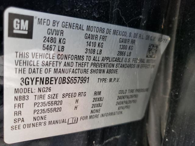 3GYFNBEY0BS657991 - 2011 CADILLAC SRX PERFOR შავი ფოტო 10