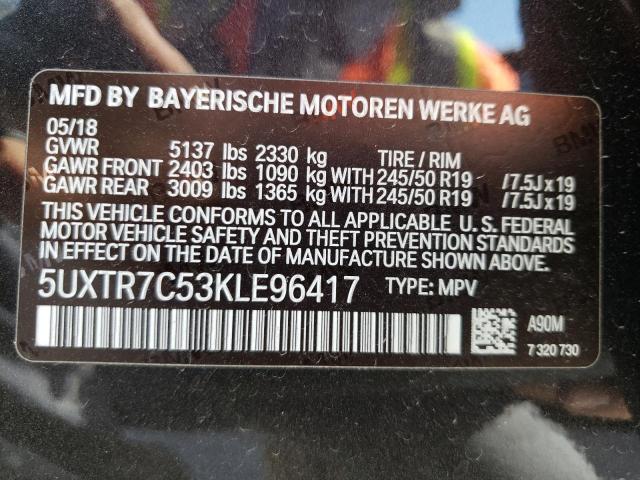 5UXTR7C53KLE96417 - 2019 BMW X3 SDRIVE30I  photo 10