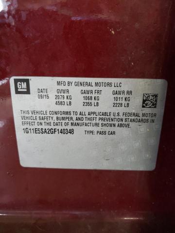 1G11E5SA2GF140348 - 2016 CHEVROLET MALIBU LIM 勃艮第红 照片 10