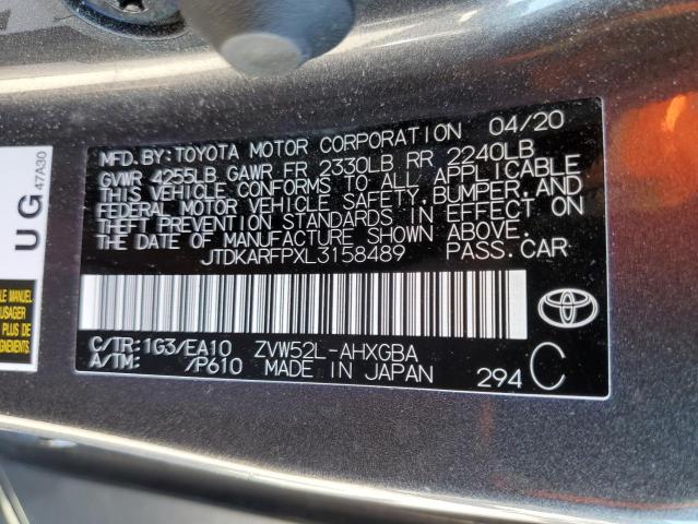 JTDKARFPXL3158489 - 2020 TOYOTA PRIUS PRIM 石墨色 照片 10