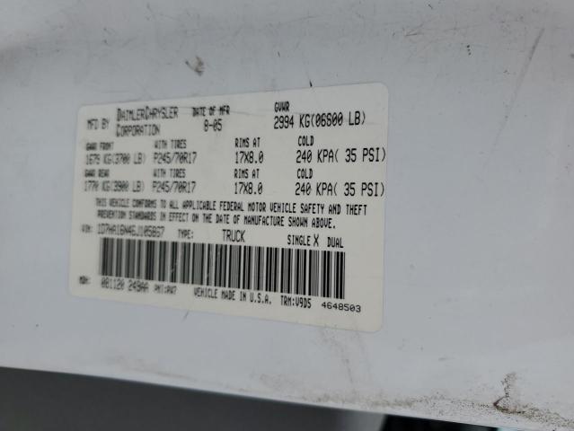 1D7HA16N46J105867 - 2006 DODGE RAM 1500 S WHITE photo 10