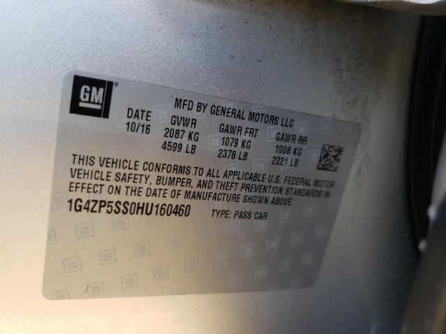 1G4ZP5SS0HU160460 - 2017 BUICK LACROSSE E SILVER photo 10