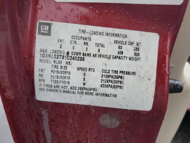 1G3NF52EX3C295055 - 2003 OLDSMOBILE ALERO GLS 勃艮第红 照片 10