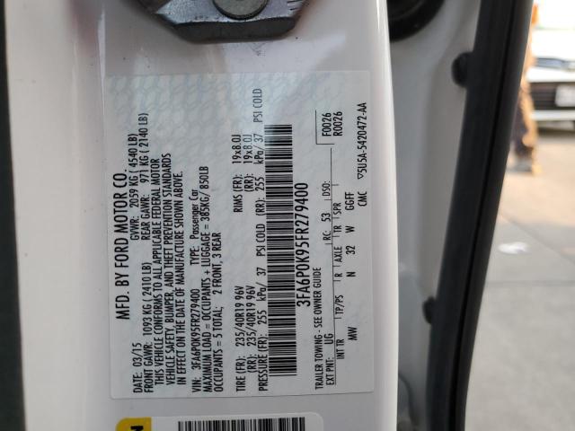 3FA6P0K95FR279400 - 2015 FORD FUSION TIT WHITE photo 10