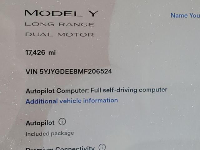 5YJYGDEE8MF206524 - 2021 TESLA MODEL Y أسود صورة 8