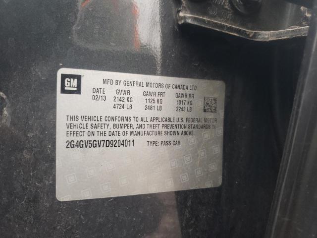 2G4GV5GV7D9204011 - 2013 BUICK REGAL GS Сұр фото 10