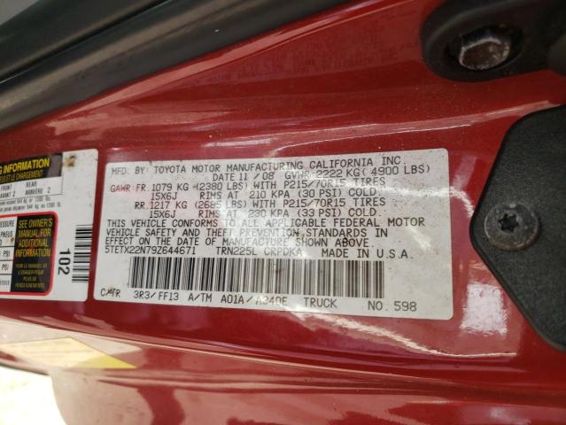 5TETX22N79Z644671 - 2009 TOYOTA TACOMA ACCESS CAB  photo 10