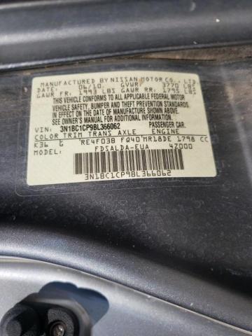 3N1BC1CP9BL366062 - 2011 NISSAN VERSA S GRAY photo 10