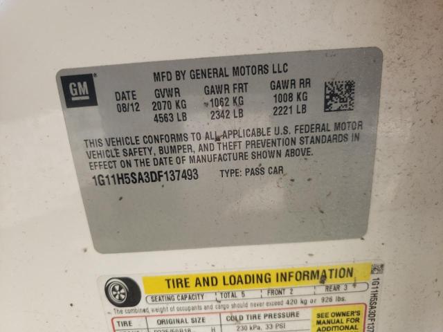 1G11H5SA3DF137493 - 2013 CHEVROLET MALIBU LTZ 白色 照片 10