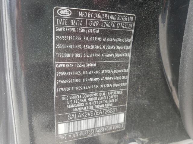 SALAK2V67EA726231 - 2014 LAND ROVER LR4 HSE LU BLACK photo 10