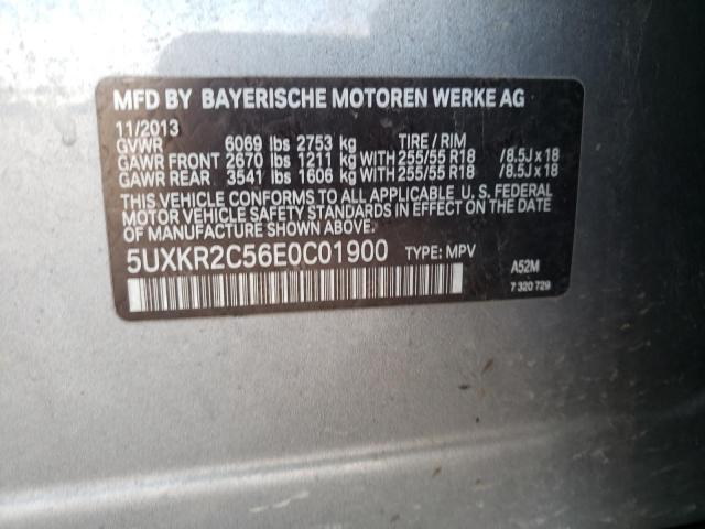 5UXKR2C56E0C01900 - 2014 BMW X5 SDRIVE3 GRAY photo 10