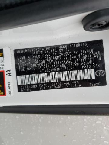 4T1JZ1FB2MU057271 - 2021 TOYOTA AVALON XLE WHITE photo 10