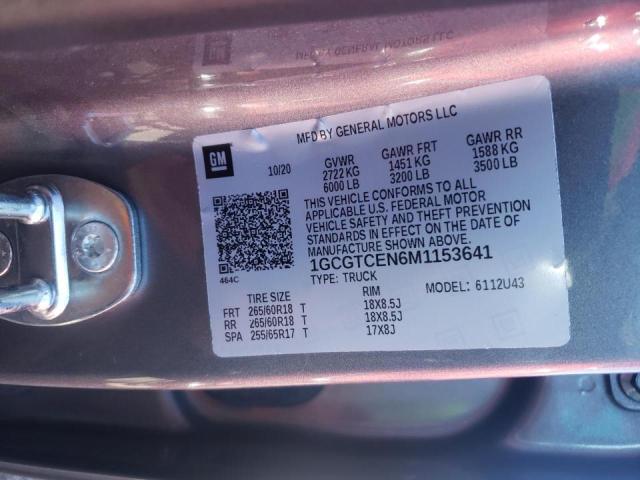 1GCGTCEN6M1153641 - 2021 CHEVROLET COLORADO LT  photo 10